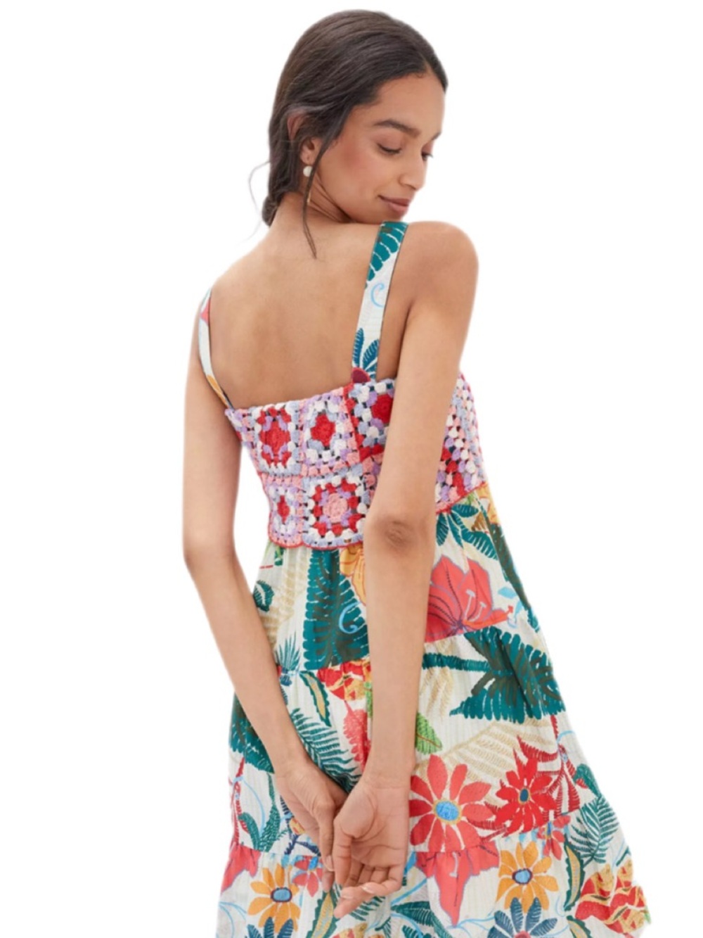 FARM Rio X Anthropologie Crochet Bodice Tropical Coastal Mini Dress - Picture 3 of 12